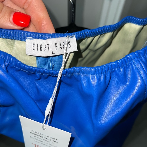A.M.R.A the label matching set pants and tube top blue leather SO SEXY - Picture 12 of 12